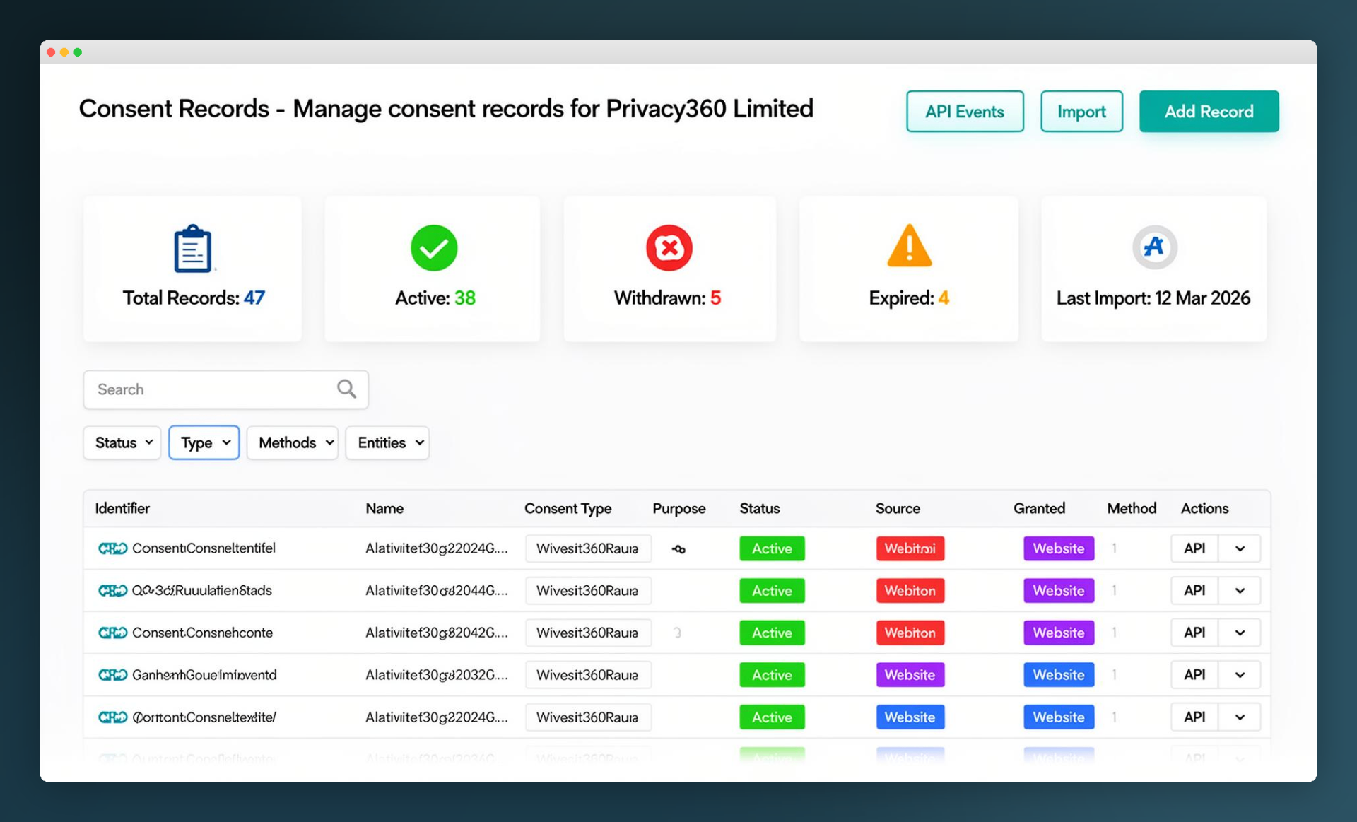 Consent Records Dashboard